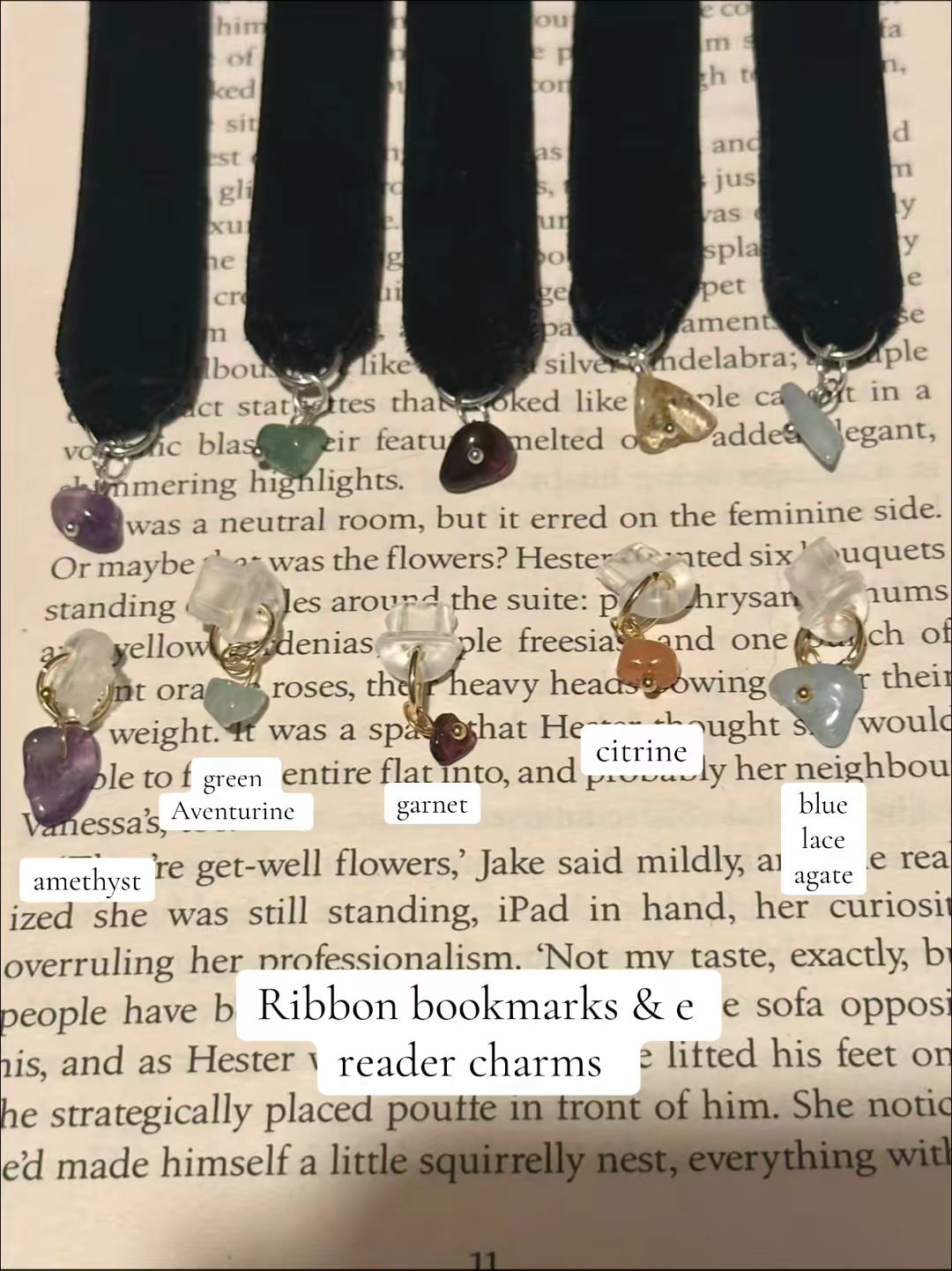 Crystal ribbon bookmarks
