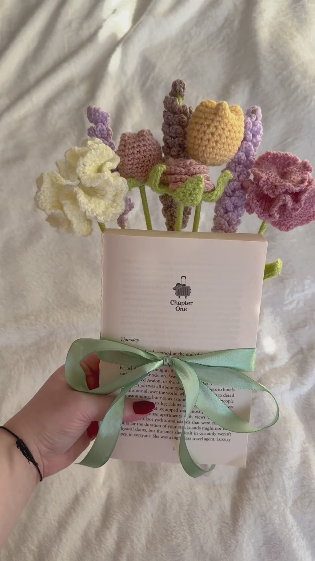 Book bouquet- crochet flowers